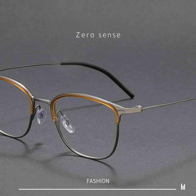 

Linde similar Pure Titanium Glasses Frame Men's Simple Fashion Half Frame Eyeglasses Frame Women Prescription optical eyewear
