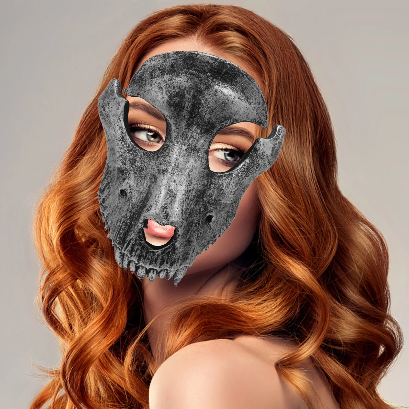 

Halloween Party Mask Sheep Skull Cover Black Full Face Horrible Scary Cosplay Masquerade Costume Durable Reusable