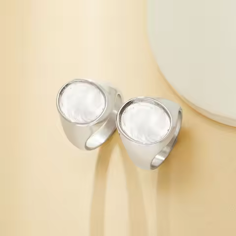 12x16MM Keepsake Breast Milk Resin Oval Bezel Ring,Silver 316L Stainless Steel Tray Bezel Ring,DIY Ring Blank Supplies 1222144