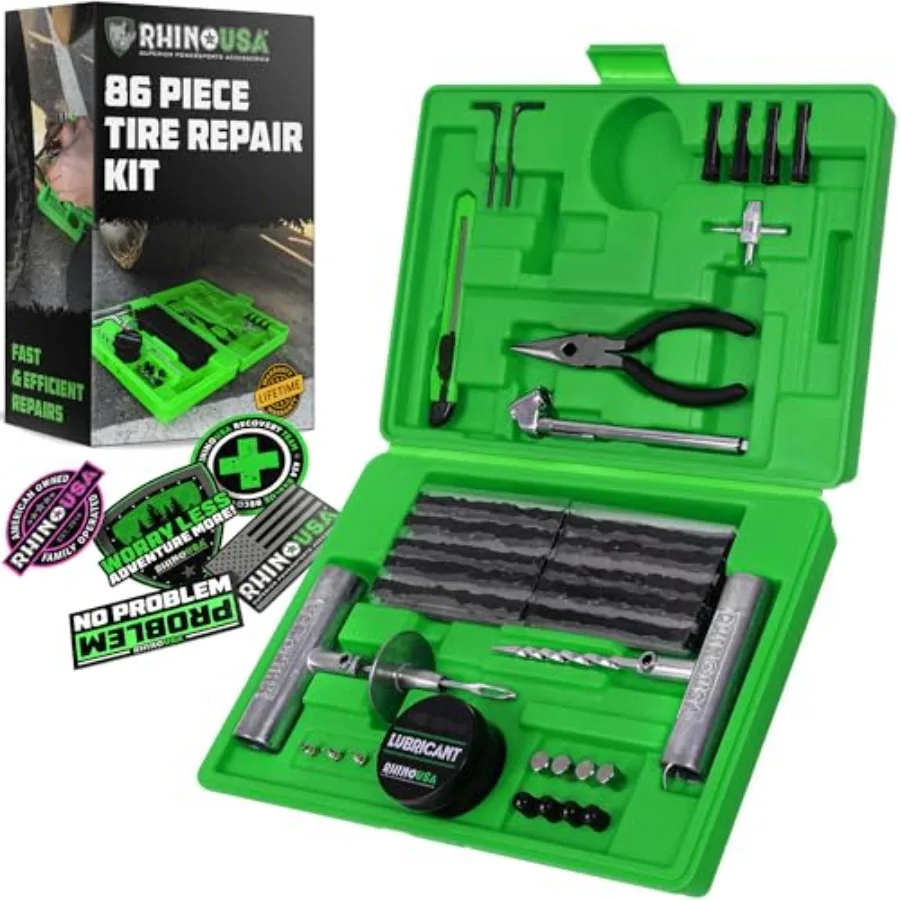 

Tire Repair Kit 86-Piece Profional Heavy Duty Tire Plug Kit to Fix Punctures and Patch Flats with Ease - Ultimate Tubel Tire Re