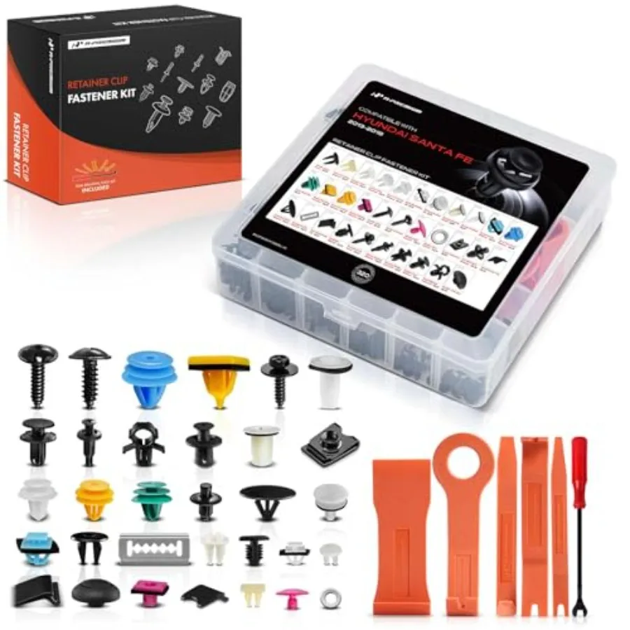 

Набор из 320 автомобильных фиксаторов (клипс) 27 типов, совместимый с Hyundai Santa Fe 2013-2018, для крепления подкрылков, тип «пуш-тайп», автомобильные фиксаторы-пины