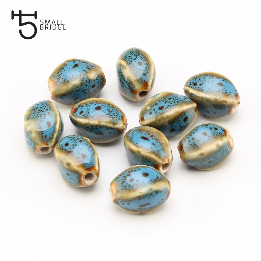 15mm 10pcs Flower Glaze Ceramic Porcelain Beads Jewelry Accessories Diy Bracelet Wholesale Beads For Jewelry Making T101