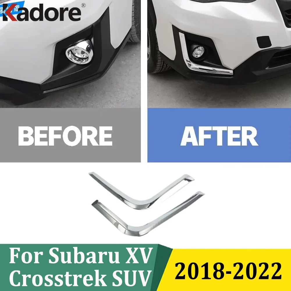 For Subaru XV Crosstrek 2018 2019 2020 2021 2022 Front Foglight Eyebrow Strips Fog Light Cover Trim Car Exterior Accessories