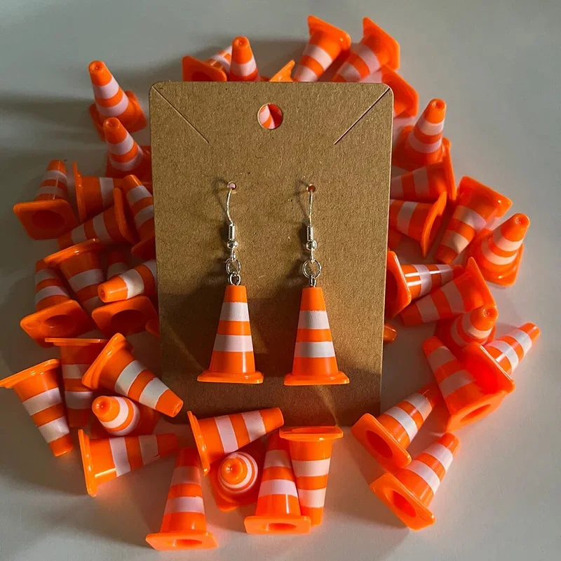 Creative 3D Traffic Cone Earrings For Women Funny Safety Cone Dangle Earrings Jewelry