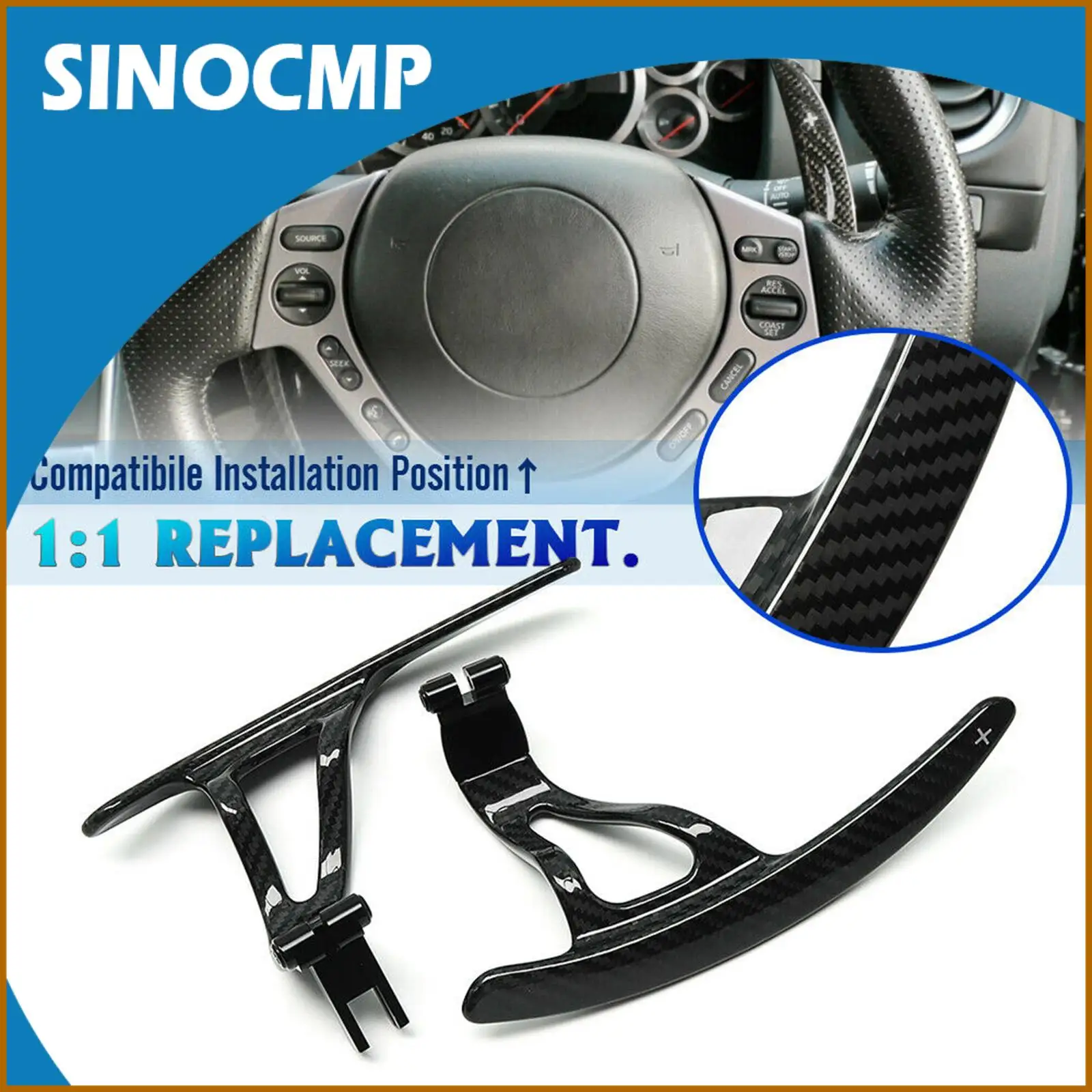 

FOR NISSAN Carbon Steering Wheel Paddle Shifters Extensions Fit GT-R R35 2008-2016 Real CF Upgrade Pair Left+Right Racing Gear