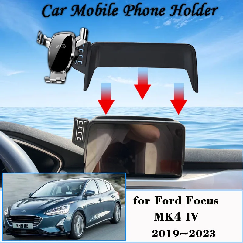 Support de téléphone portable pour voiture Ford Focus MK4 IV 2019 ~ 2023, GPS, évent, téléphone portable, support de smartphone automatique, accessoires de gravité