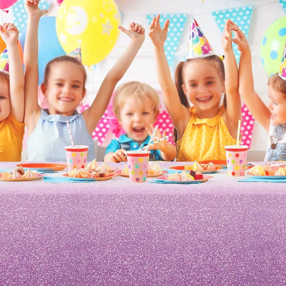 1 pack, Gradient Pastel Pink/Purple/Gold Disposable Tablecloth for Rectangular Tables - Perfect for Wedding, Birthday, and Party