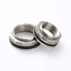 Thin 1/2 3/4 1 1-1/4 1-1/2 2 Inch BSPT Female Bulkhead 304 Stainless Steel Pipe Fitting For Water Tank Aquarium