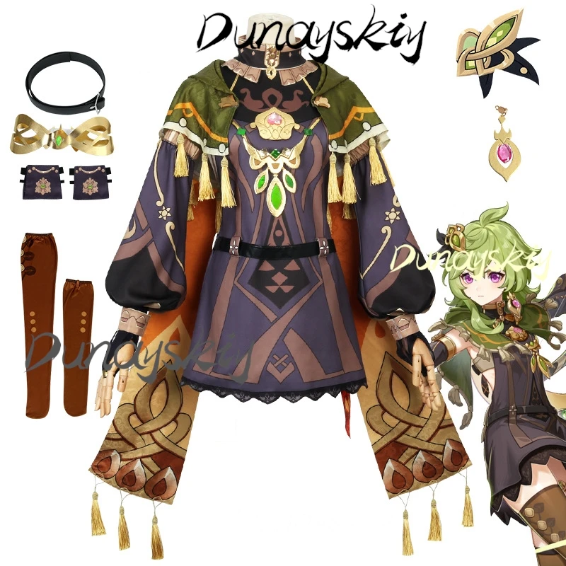 Genshin Impact Collei Cosplay Costume Wig Uniform Halloween Party Role Play Outfit for Women Girl Customized Outfits