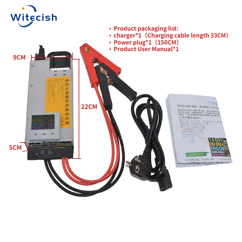 Adjustable Max 1500w charger for lithium-ion battery, 0-15v, 0-100a, 12v, 60a, 14.6 v, 60a, 12.6 v, 50a, 40a, 30a, 20a