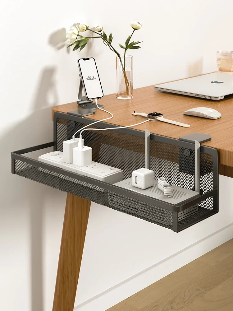 Under Desk Cable Management Box,Wire Organizers No Drill,Router Speaker Cord Organization Tray with Clamp for Office,Home
