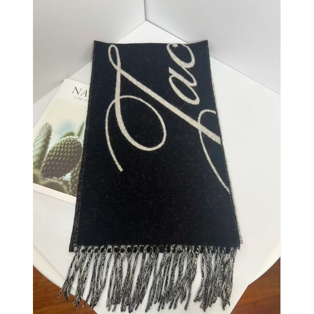 100% Pure Wool Scarf 2026 Fashionable Winter Thick Warm Neck Cover Letter High-Quality Cashmere Shawl for Both Men and Women