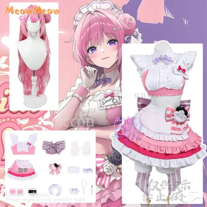 

Аниме-игра NIKKE: Богиня Победы, косплей, Дороти Доро, костюм кофейной горничной, каваи, розовое платье с оборками и бантом, торт, Хэллоуин