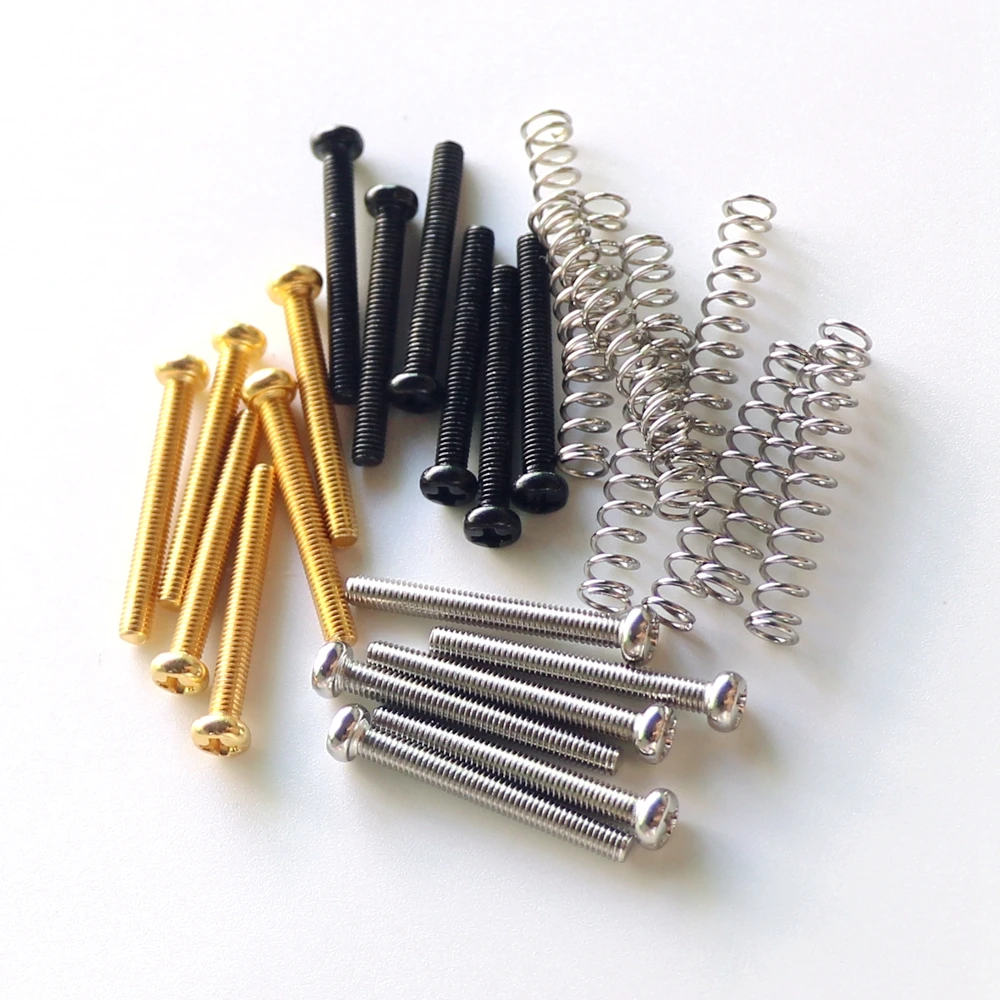 Donlis 40sets LP Guitar Pickup Screws Chrome Color M3 Humbucker style with Springs In Black