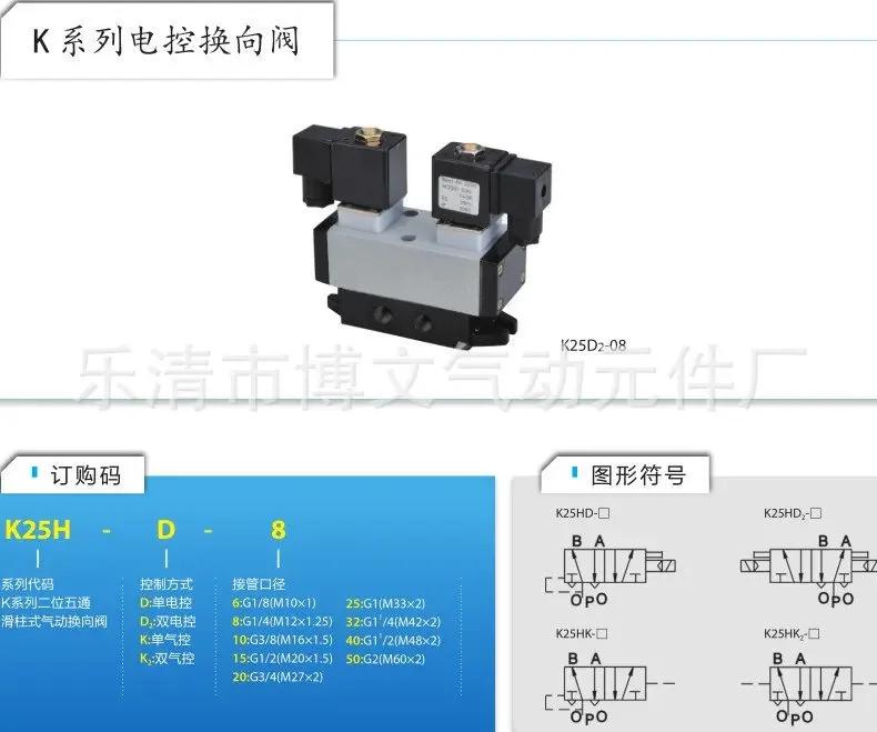 Magnetventil 1PC for K25HD-15 Solenoid Valve Two Position Five Way AC220V DC24V Pneumatic Air Control Valve for Automation Equipment Pneumatik — Detail 3