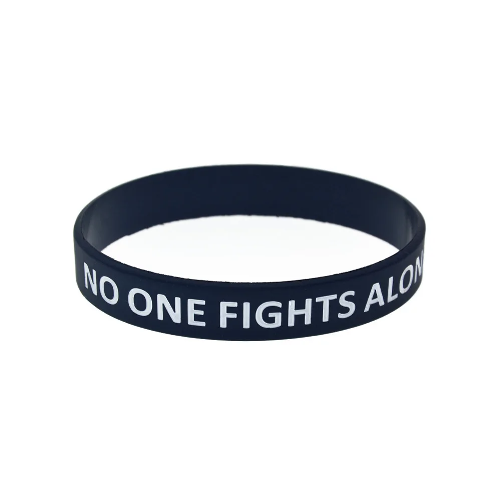 100 Pcs No One Fights Alone Cancer Awareness Silicone Wristband Black