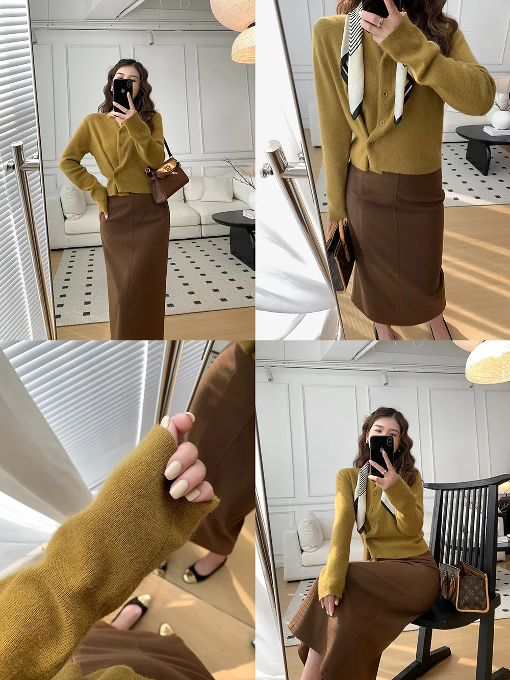 

High Waist Straight Leg Woolen Skirt Women's Faion Spring Autumn Winter Seasonal High Quali Simulation Design