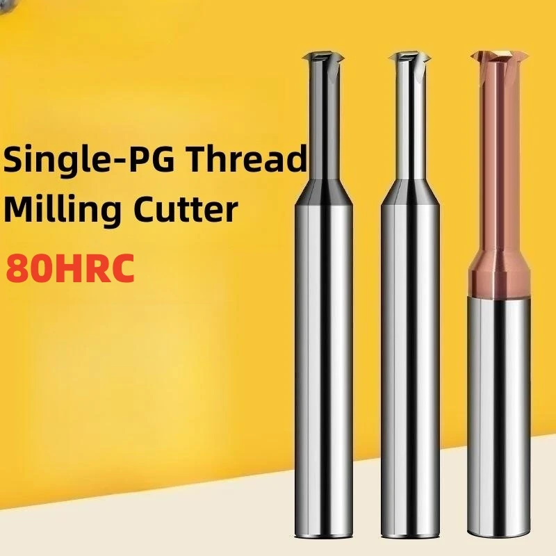 1PCS CNC 80 Degree Single  Tungsten Steel Mills cutters PG 7 9 11 13.5 16 21 36 X60L 75L Steel Aluminum Thread Milling Cutter