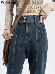 92-96cm Ankle-length Harem Jeans Women Casual Streetwear High Waist Denim Pants New Korean Baggy Vaqueros Straight Kot Pantolon