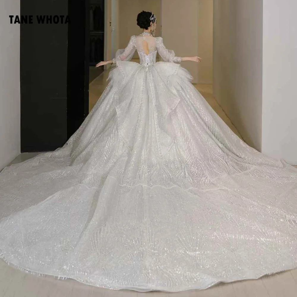 Robes De Cérémonie Mariage с высоким рукавом три четверти, на шнуровке, с вышивкой из замочной скважины сзади, роскошное свадебное платье по индивидуальному заказу