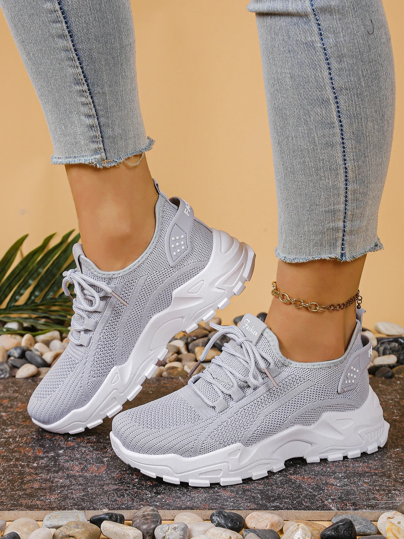 Atmungsaktive Strick-Sneaker, Modische, Bequeme, Rutschfeste Schuhe mit Weicher Sohle für Damen, Outdoor-Wanderschuhe, Kostenloser Versand – Detail 10