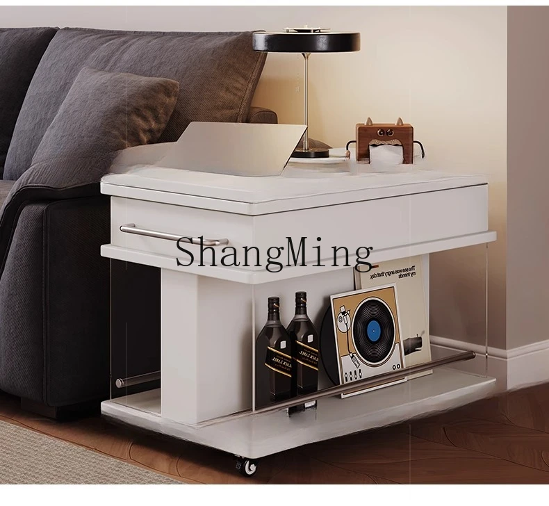 SM removível mesa de centro dobrável mesa lateral pequeno apartamento sala de estar casa varanda preto pequena mesa de chá