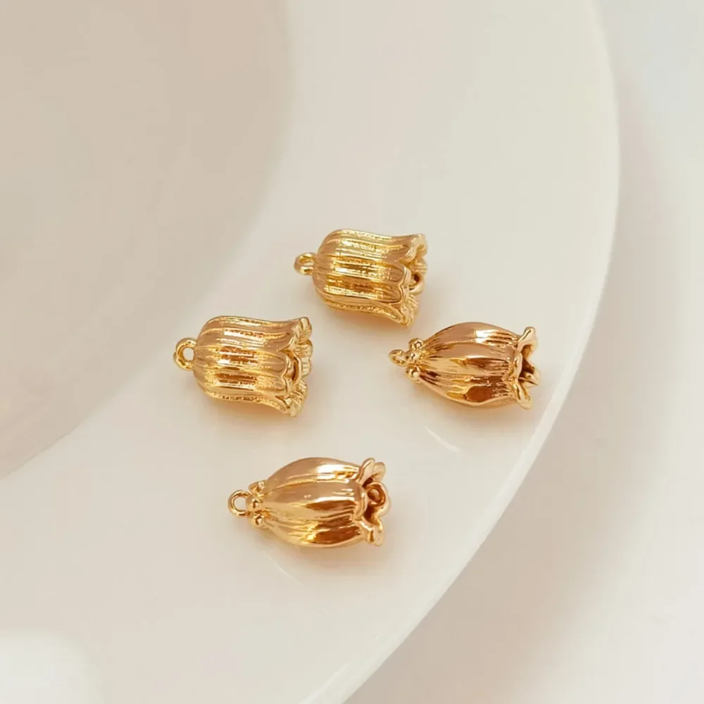 

14K Gold-plated Tassel Lily Cap Pendant, DIY Jewelry, Hairpin, Headwear Material Pendant