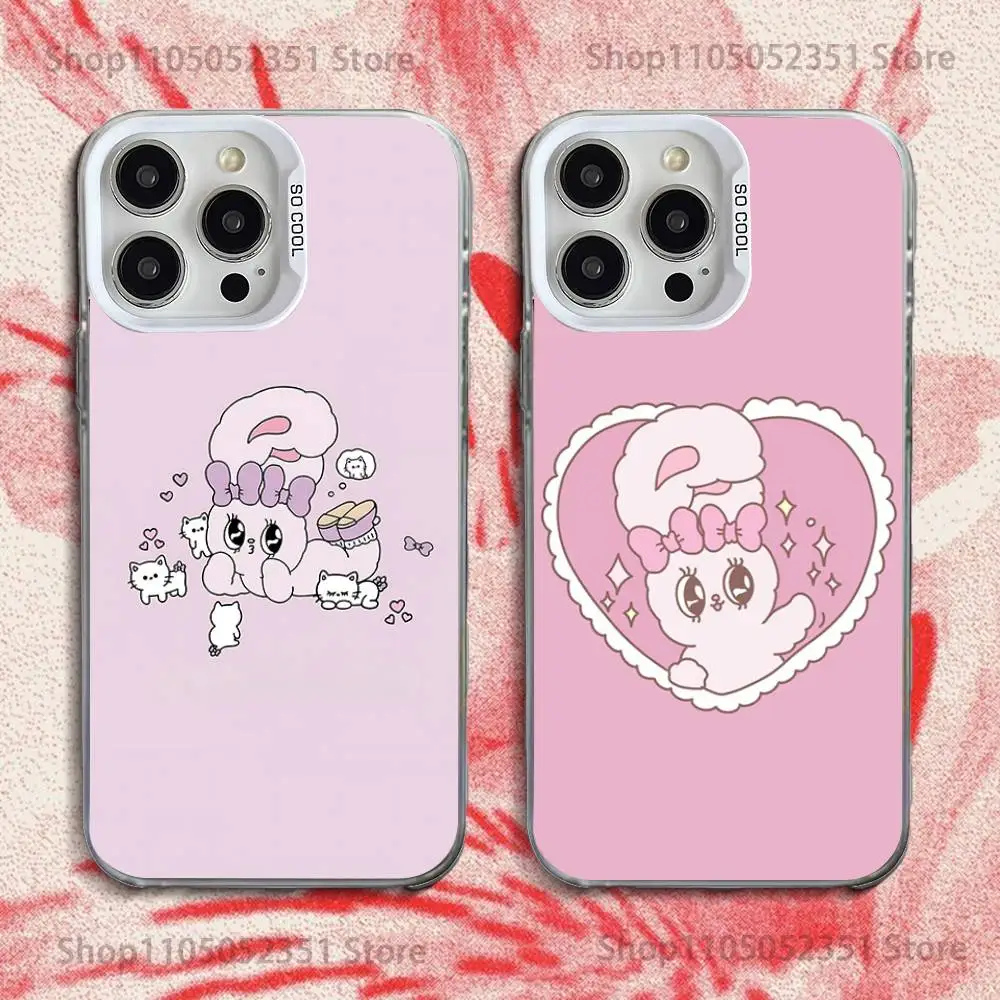 

Cute E-Esther B-Bunny Phone Case For iPhone 16,15,14,13,12,11,Pro,XS,Max,Plus,Mini,SE White Candy Matte Shockproof Cover