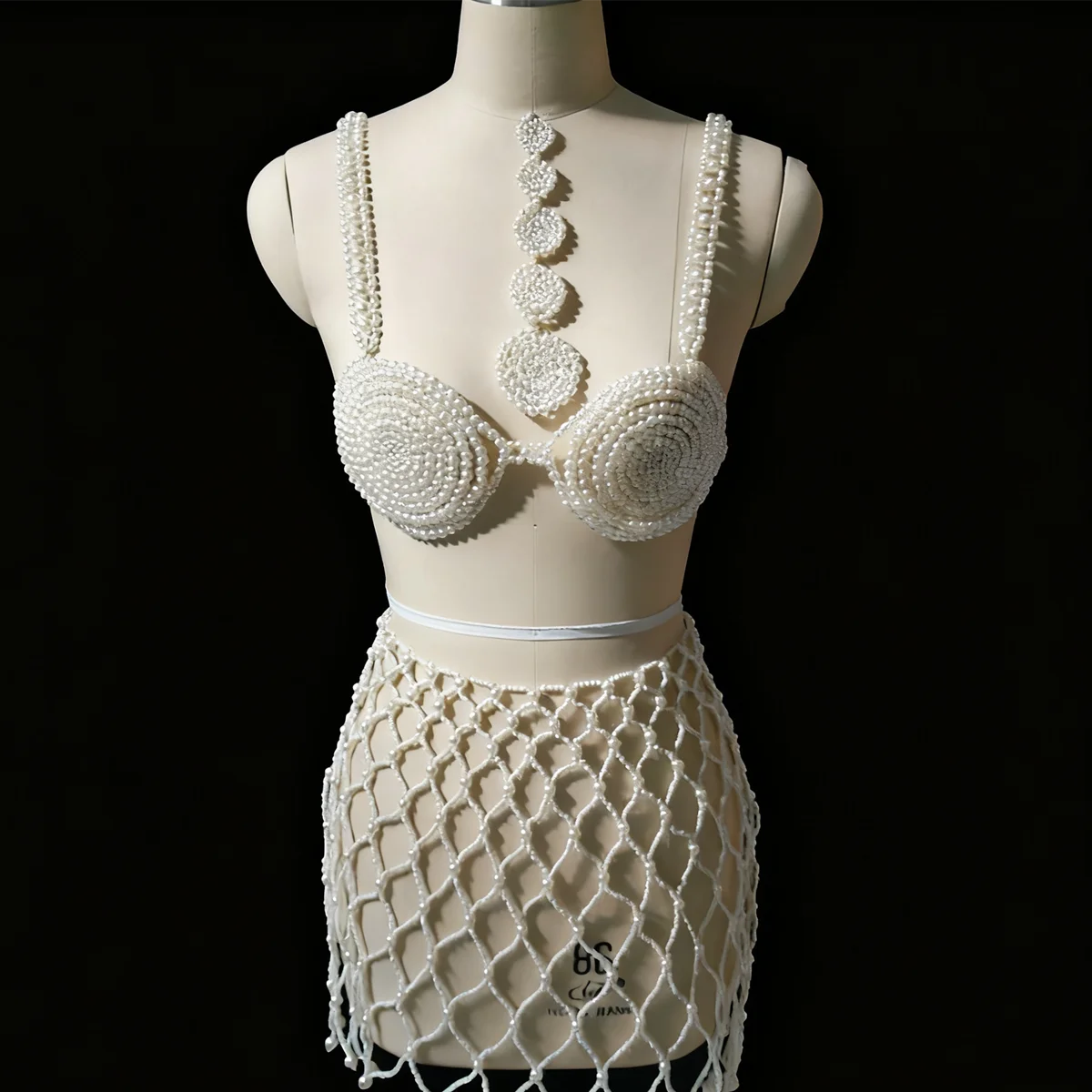 

Wedding Pearls Design Body Chain Set with Earrings And Necklace for Women European Style Bridal Outfit Matching Jewelry Set