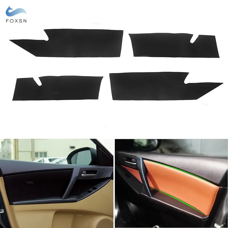 

For Mazda 3 2011 2012 2013 4pcs Car Microfiber Leather Front & Rear Inner Door Panel Cover Protective Trim Black/Beige/ Gray