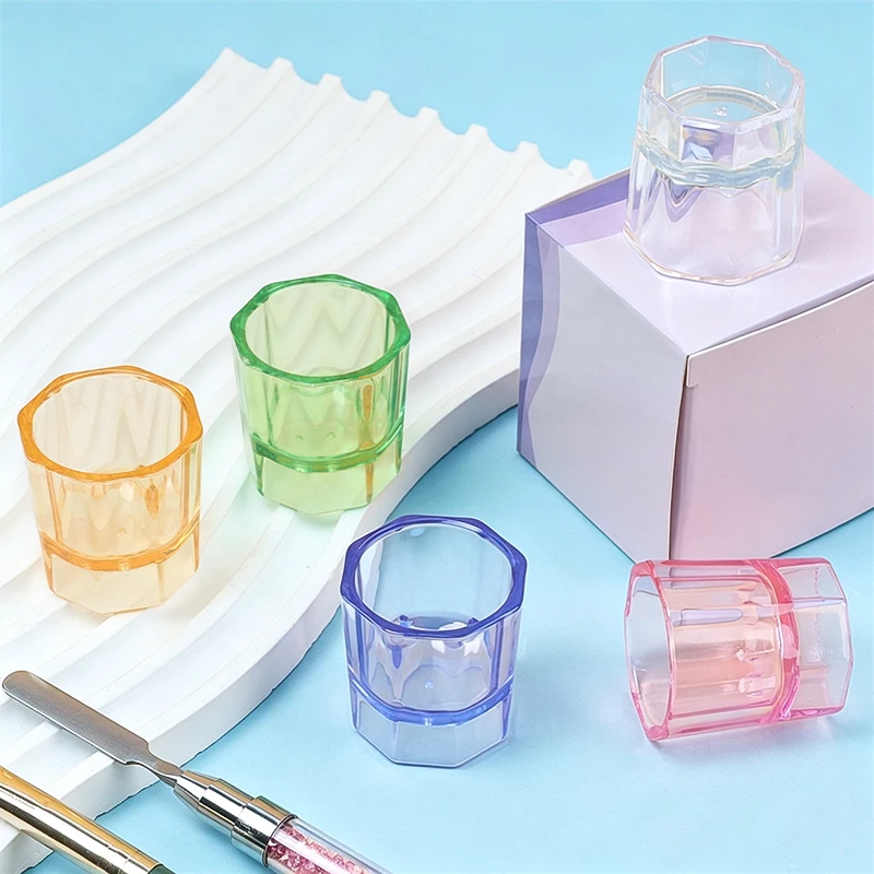 5pcs Multi‑Purpose Acrylic Dappen Dish Nail Crystal Cup Tattoo Eyebrow Pigment Mixing Cup Manicure Microblading Salon Tool