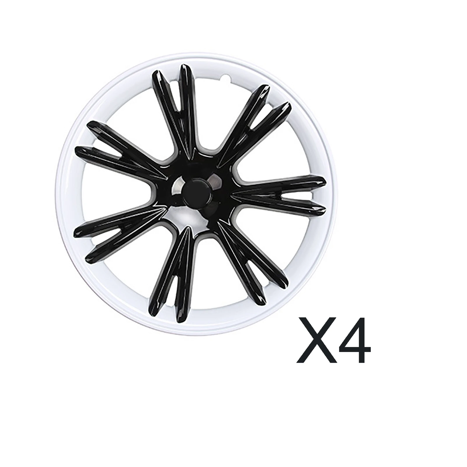 4PCS 19inch Car Hub Caps Wheel Hub Cover Cap Black & White Wheel Rim Cover Protection For Tesla Model Y 2020-2021