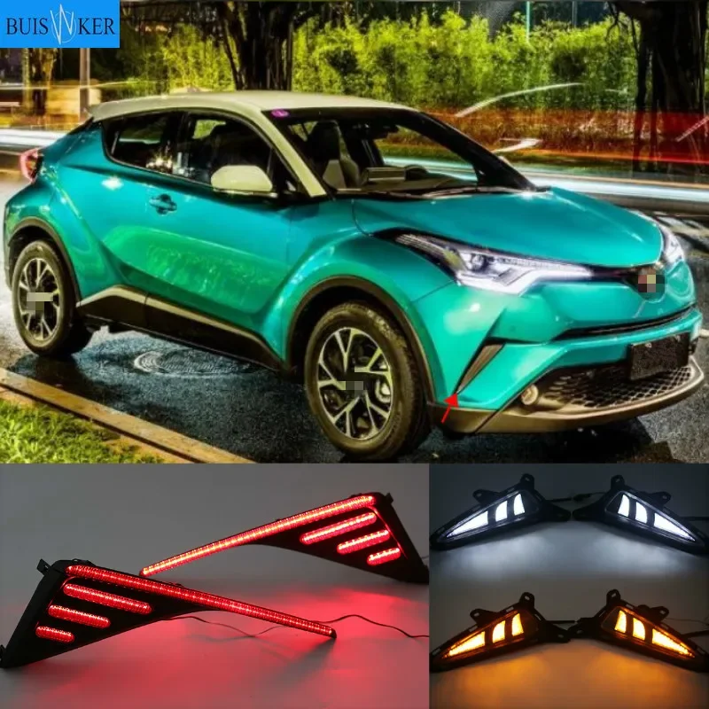 

Автомобильные светодиодные дневные ходовые огни для Toyota C-HR CHR 2016 2017 2018 2019, с указателем поворота, водонепроницаемые противотуманные фары дневного света