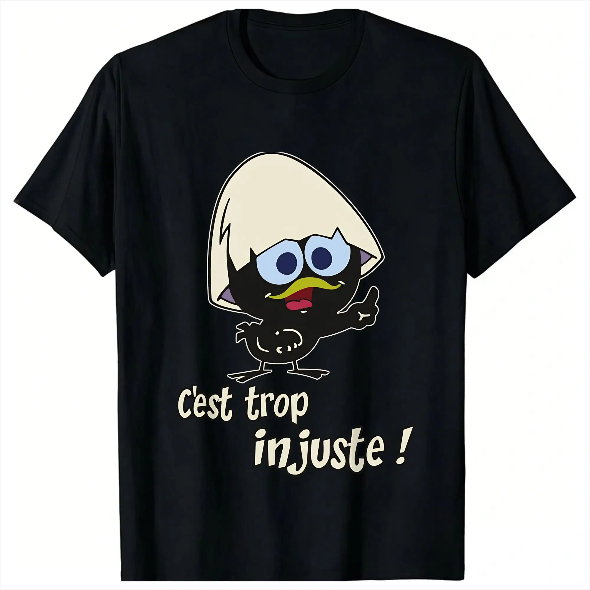 Cartoon Calimero Cest Trop Injuste T Shirts for Men Pure Cotton Novelty T-Shirt O Neck  Tees Short Sleeve Tops Summer