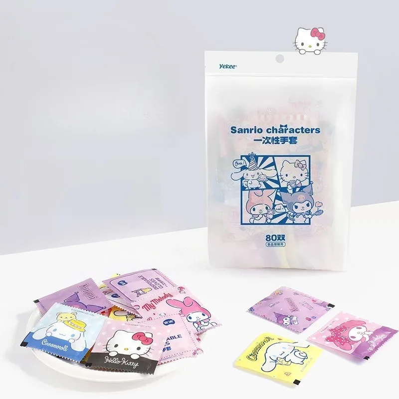

Kawaii Hello Kitty Disposable Gloves Small Bags Cute Cartoon Kitchen Supplies Desktop Decorations Wholesale Gifts Girl Students