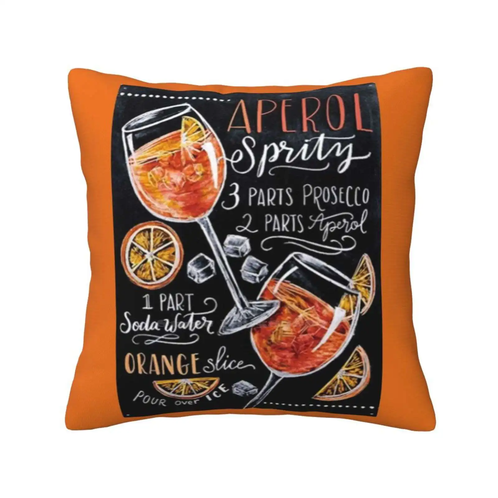 Spritz Chalkboard Throw Cushion Pillow Cover Drinking Bartender Spritz Venice Italy Beverage Prosecco Orange Cocktails