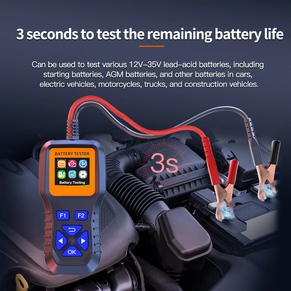 

12V-35V Automotive Battery Diagnostic Analyzer Car Battery Tester Vehicle Load Tester Alternator Checker Engine Test Tool
