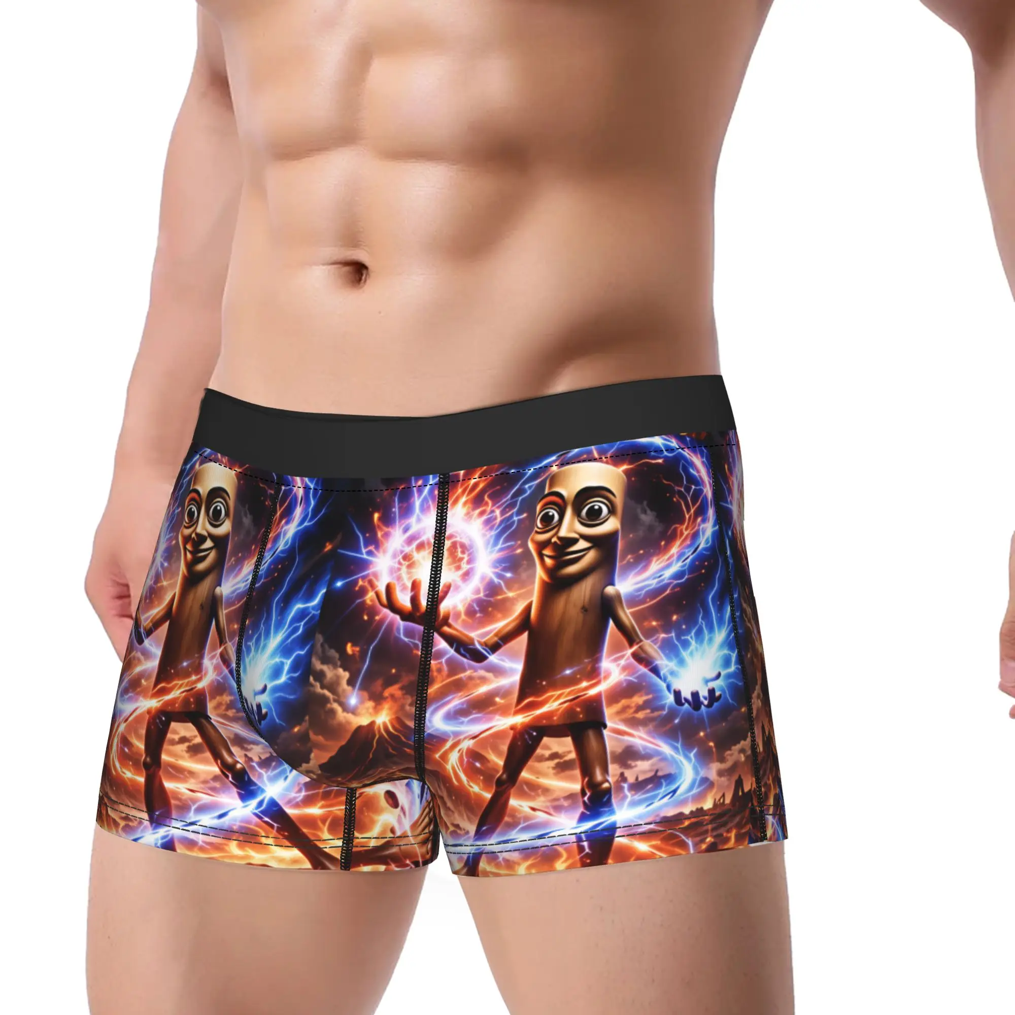 Tung Sahur Power Lightning Trunk  Pouch Underwear Trenky Pattern Boxer Brief Soft Trend Male Underpants Plus Size 2XL