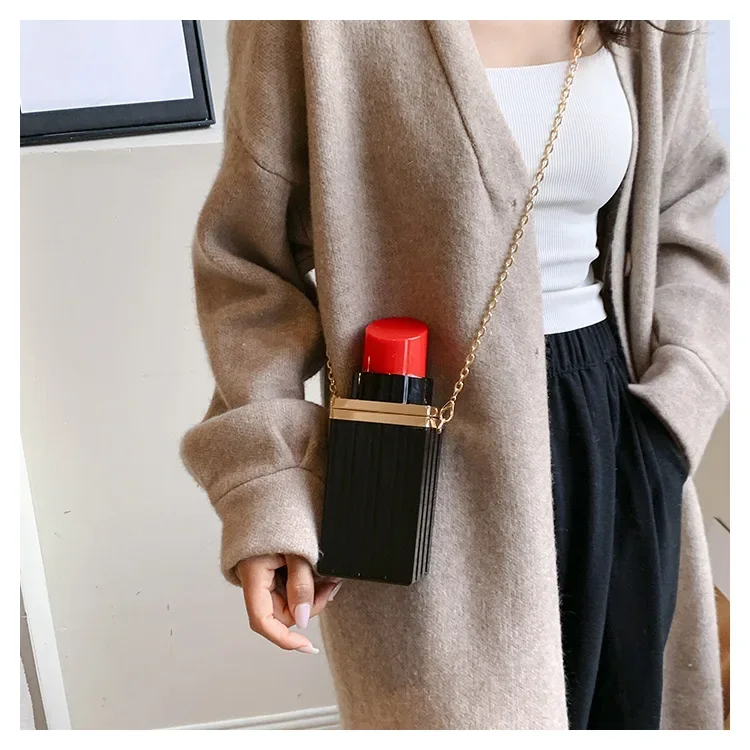 Personalized Women Bag Sexy Lipstick Shape Lady Shoulder Bag Weird Special Modelling Luxury Design Fashion Female Crossbody Bag