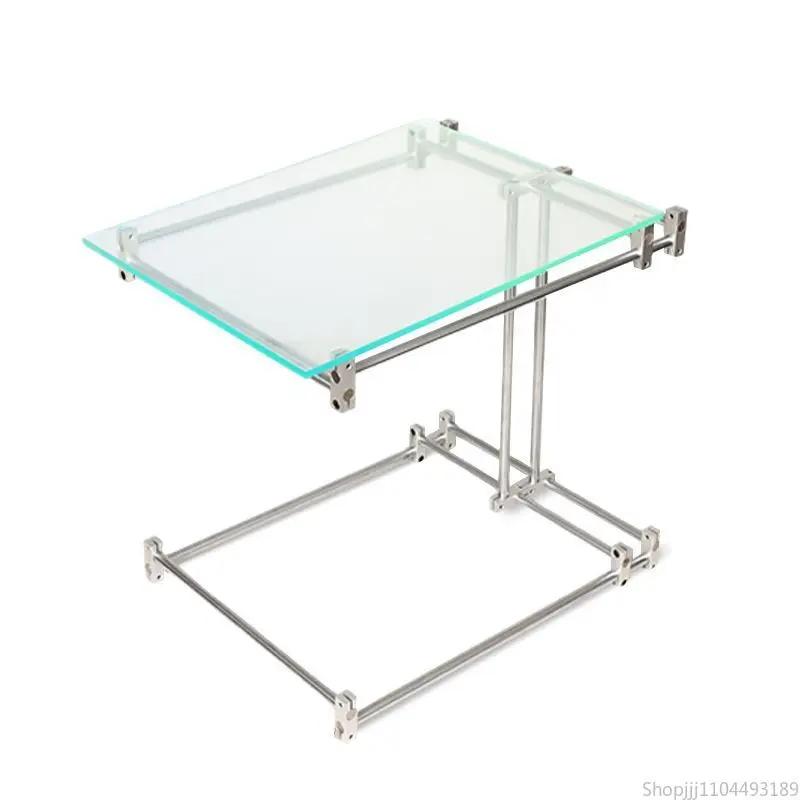 Acrylic Side Table - Gradient Color Coffee Table with Light Axis, Mid-Century Modern End Table for Living Room & Bedroom