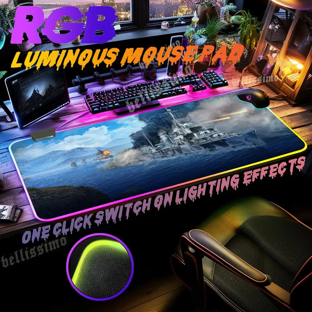 Alfombrilla de ratón W_world of W_warships, alfombrilla de ratón RGB para juegos, accesorios de escritorio, alfombrilla grande y fresca para teclado, alfombrilla de juego de escritorio