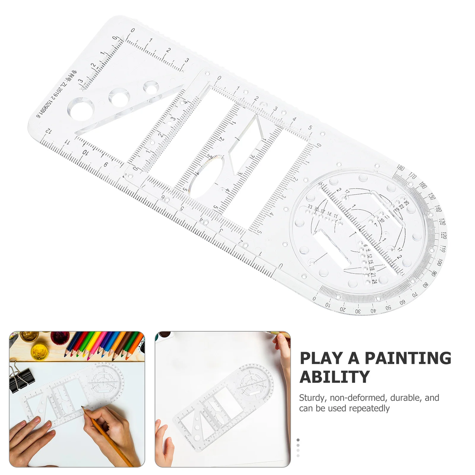 مساطر قالب الرسم أدوات هندسية متعددة الأغراض لامتحان الطلاب استخدام تصميم الرياضيات الحرفية #3