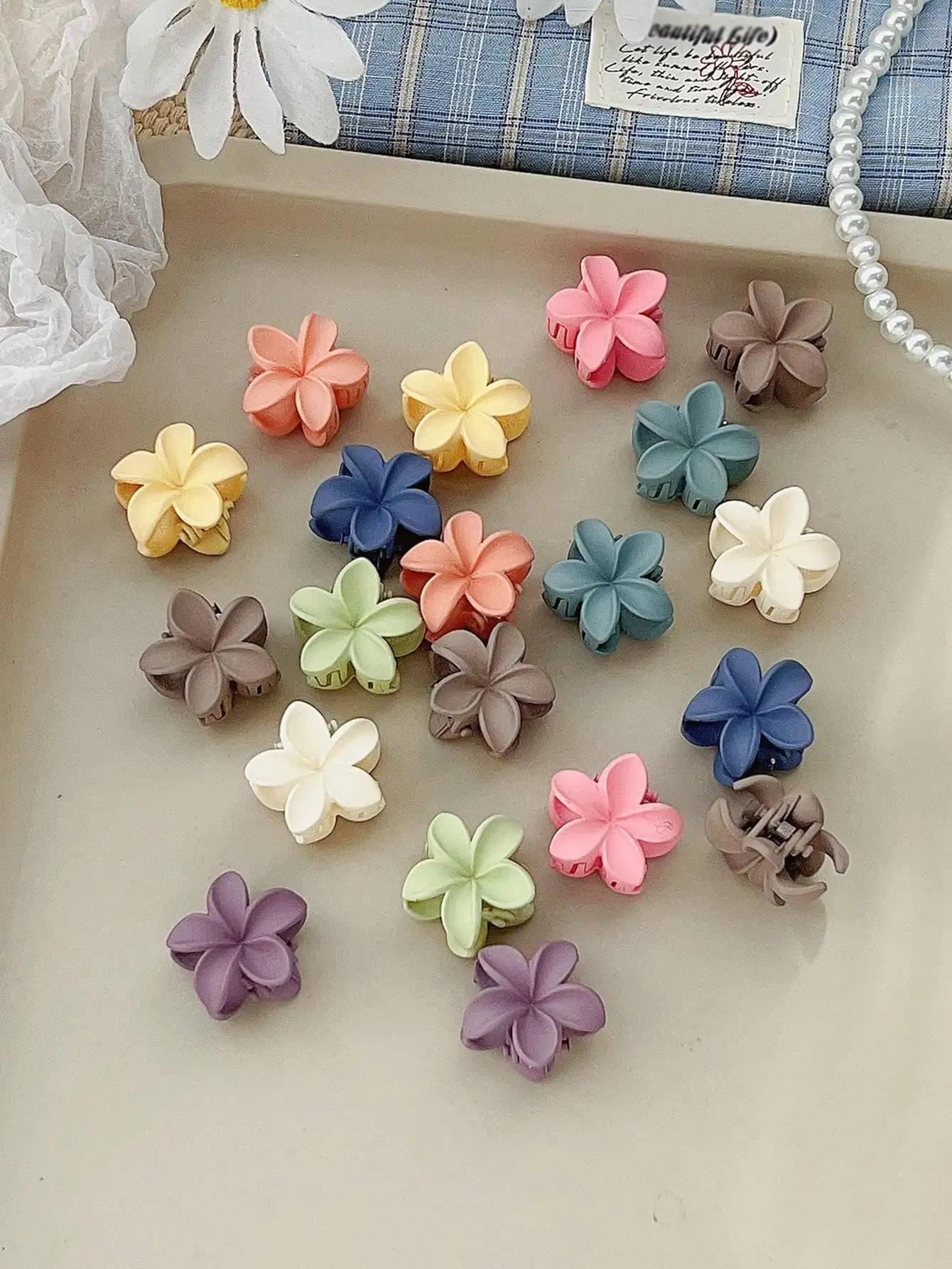 20 Stück neutrale kleine Haarklammern, niedlicher rutschfester Haarschmuck für Frauen und Mädchen, verschiedene Farben, Blumen-Haarspange für dünnes Haar – Detail 24