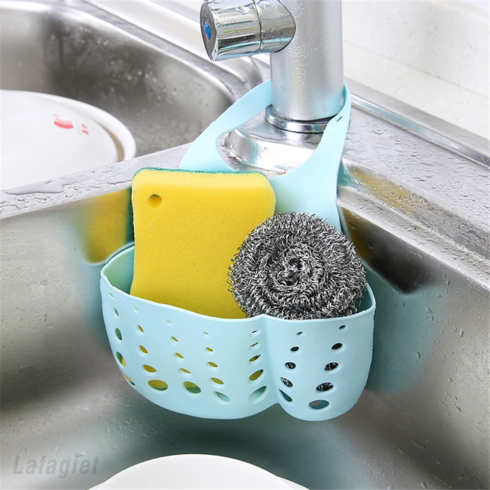 Sink Storage Holder Drain Rack Hang Adjustable Basket Bag Dish Drainer Bathroom Soap Sponge Shelf Organizer Kitchen Accessories