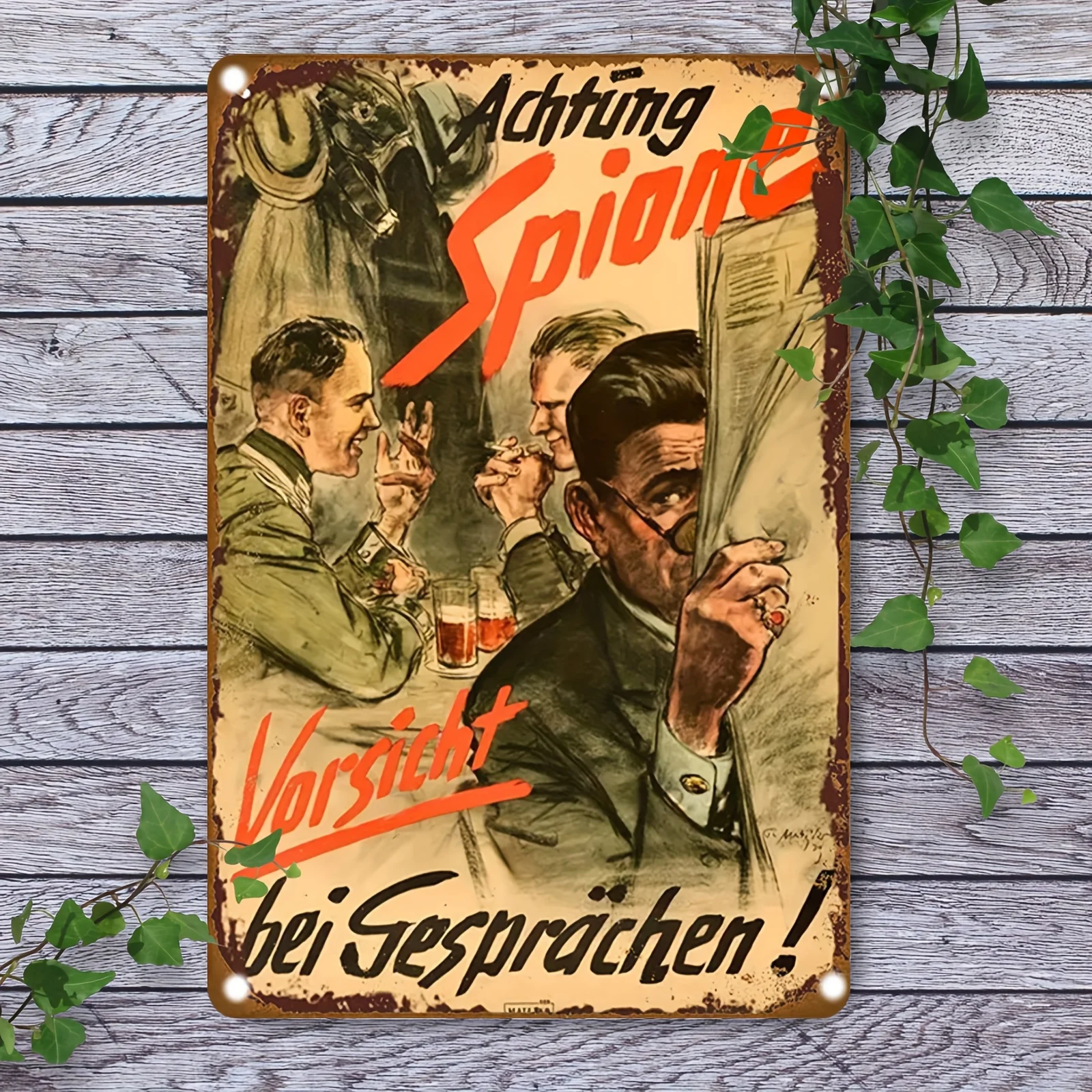 German Propaganda Metal Tin Sign 