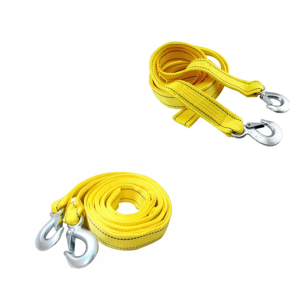 1Pc 4M Ton Car Trailer Rope Practical Durable Outdoor Emergency Kit Nylon Tow Rope Double Thicken Car Trailer(Yellow)