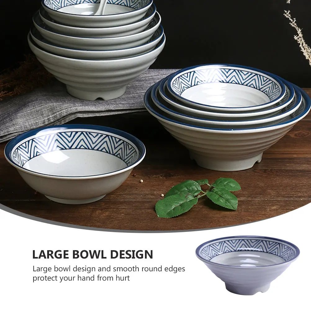 

1pc Large Soup Ramen Noodle Container Home Kitchen Bowl Household Practical Food Bowl Smooth Edges Blue For Rice Dessert Noodles