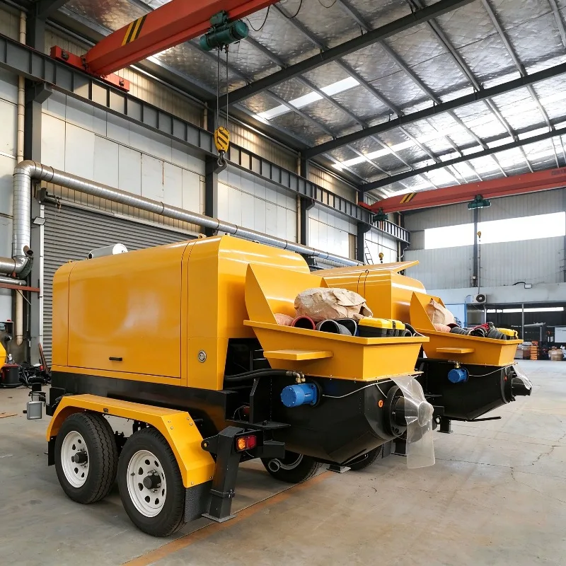 High Pressure Diesel Concrete Pump YG-50 30-35m3/h Large Hopper Enlarged Discharge Port Trailer Mounted Concrete Pump For Sale