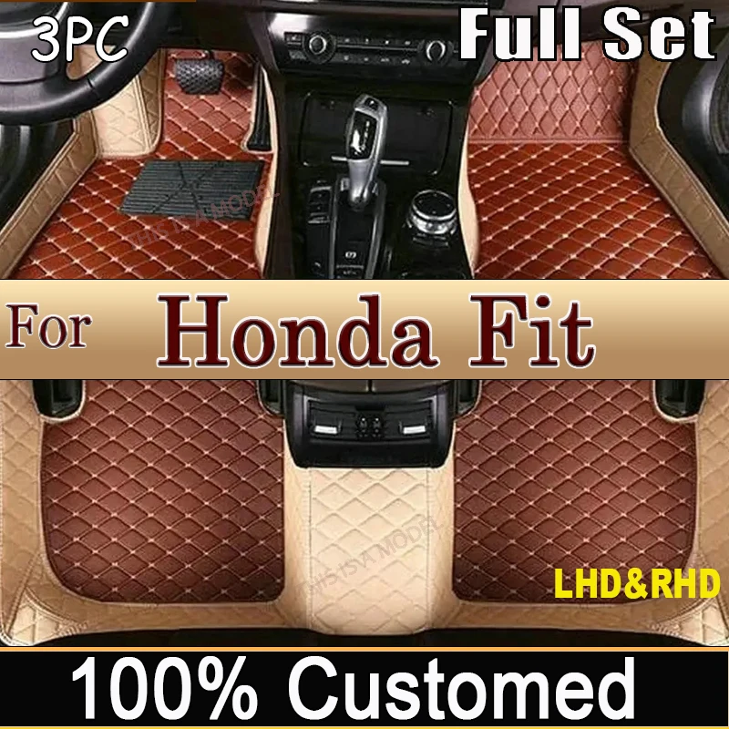 

Car Floor Mats For Honda Fit Jazz GK3 4 5 6 7 2014~2020 Carpet Mat Luxury Leather Rug Interior Parts Car Accessories GH7 GP5 6