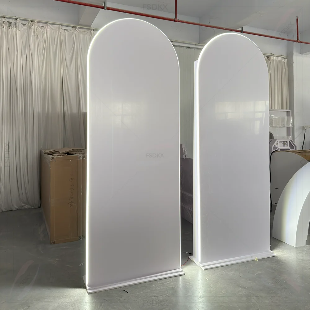 

New Design Customized PVC round Wedding Backdrops Arch Door Shape White LightBackdrop